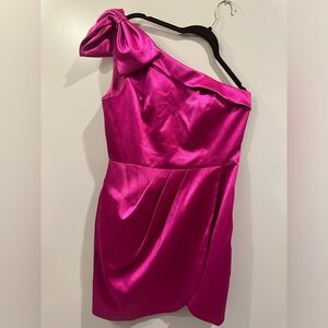 Aidan by Adrianna Papell One Shoulder Bow Mini Dress Size 10